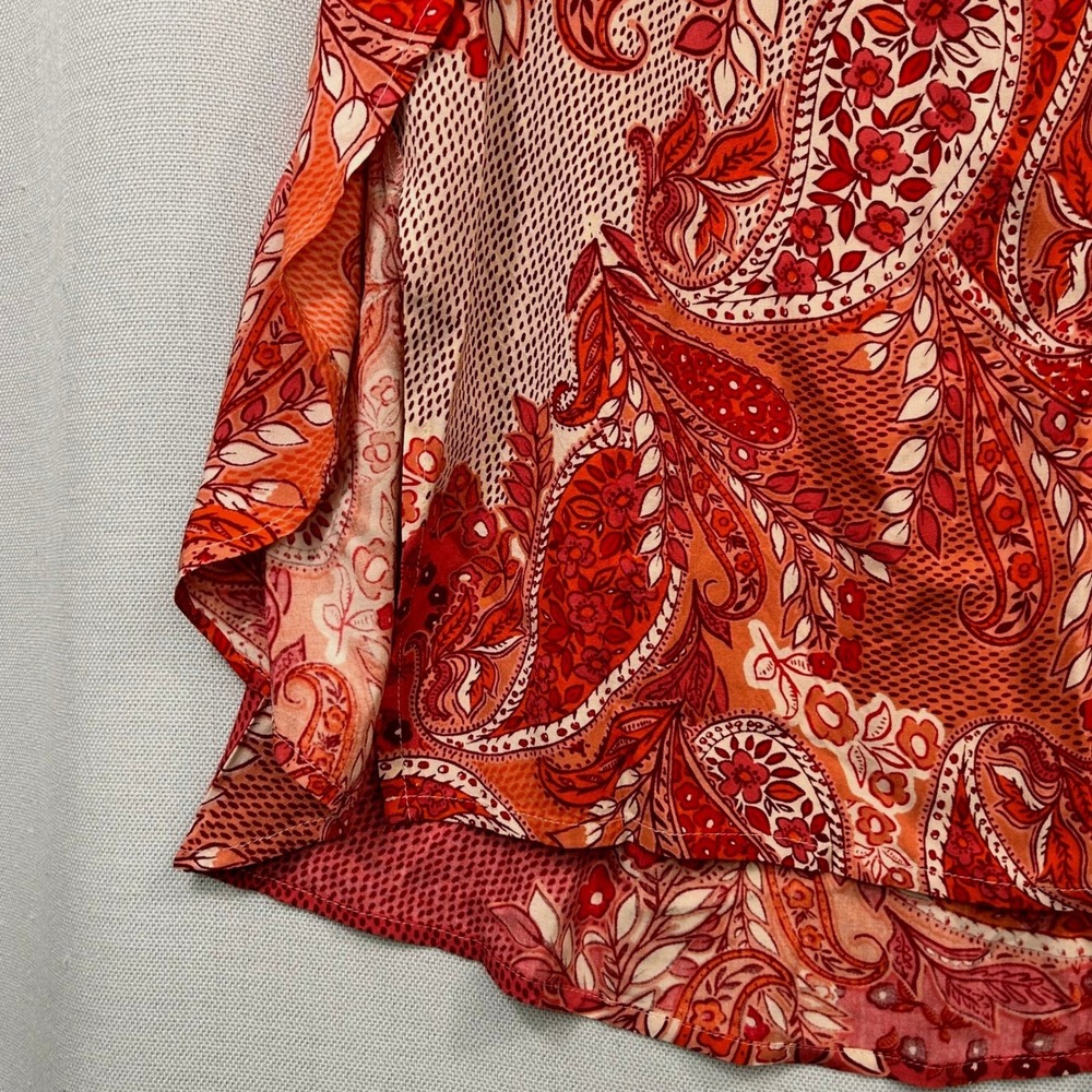 Patrons of Peace Boho Maxi Wrap Skirt L Orange Paisley Patchwork Festival Hippie - Picture 6 of 15